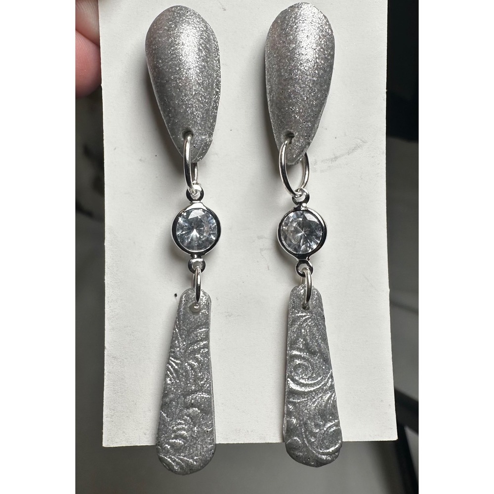 Unique Handmade Earrings by Julissa's Jewelry The Silver "Kate" Polymer Clay